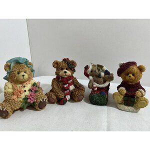 Lot of 4 Holiday Bears Figurines 4”
